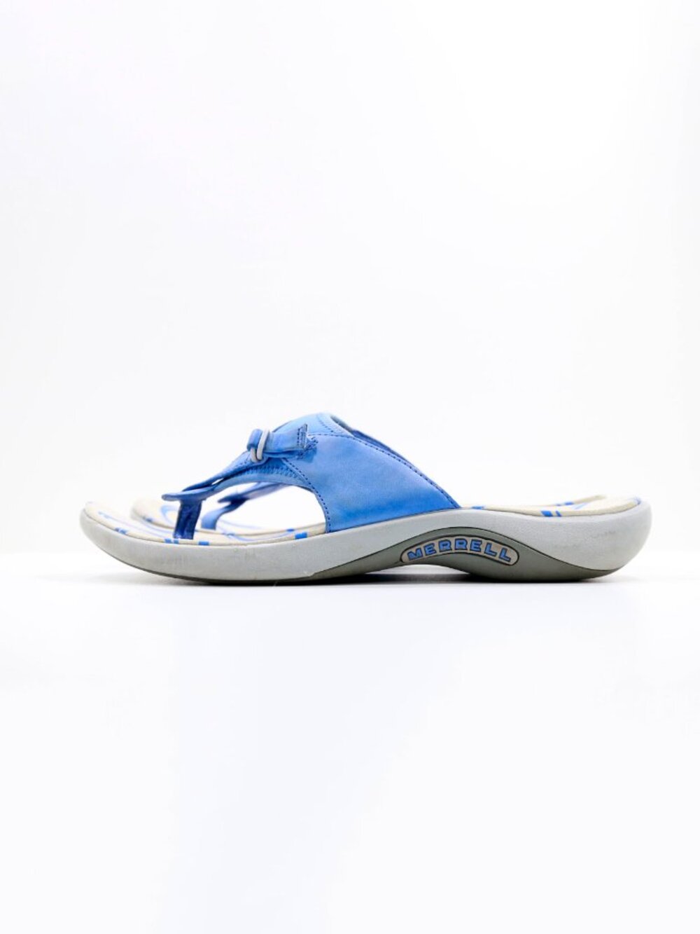 Merrell Gardena Blue Leather Lightweight Flat Thong Sandals - Women's 10